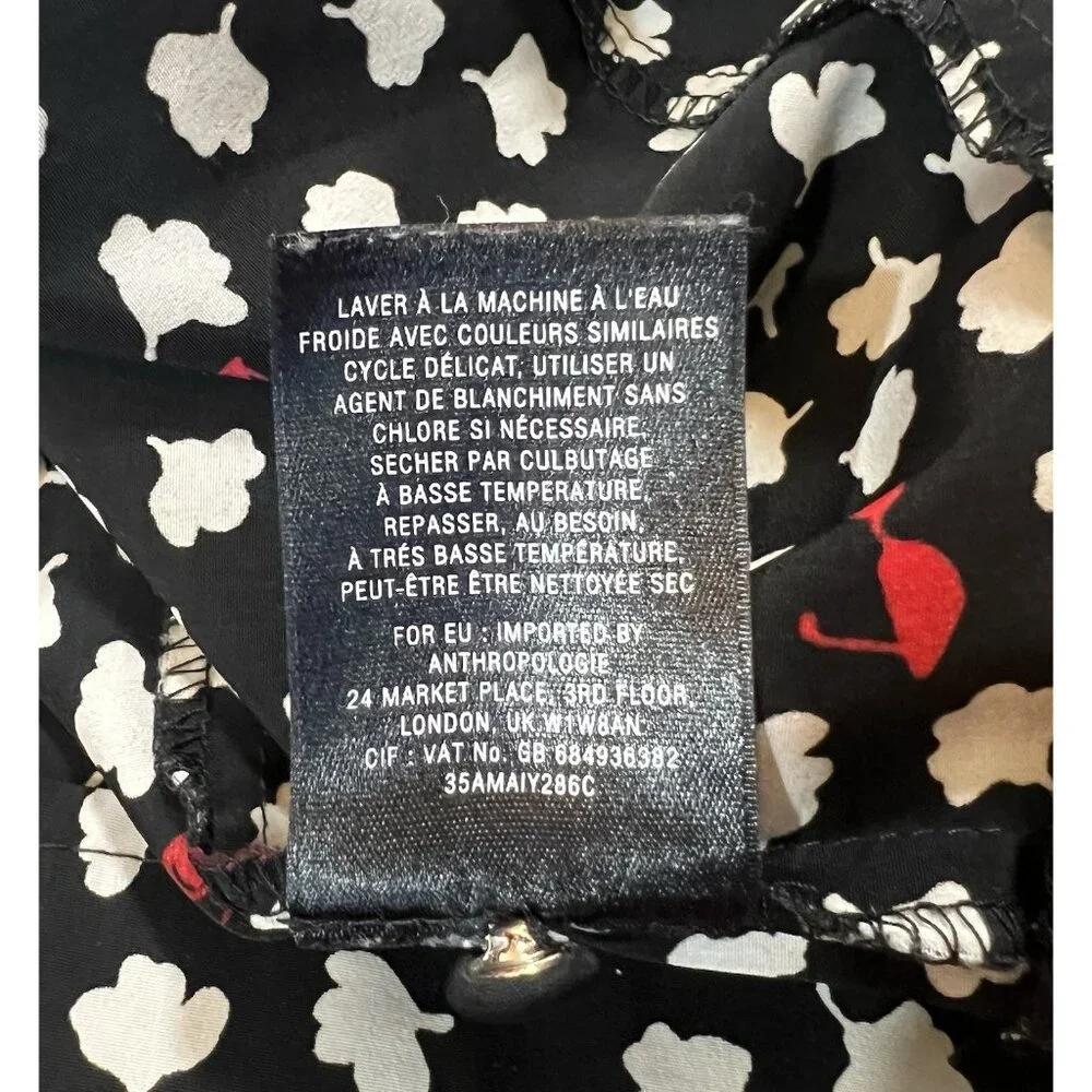 Anthropologie Maeve Odelia Black Floral Mini Dress Size Medium Sunglasses Pocket - Picture 15 of 15